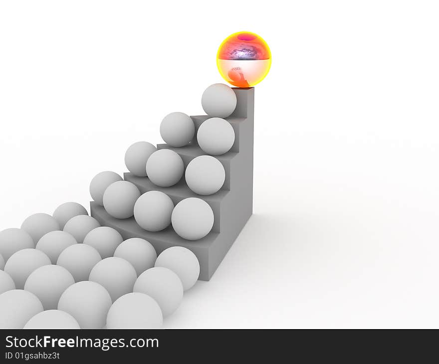 3D image. Concept of individuality, difference and leadership.