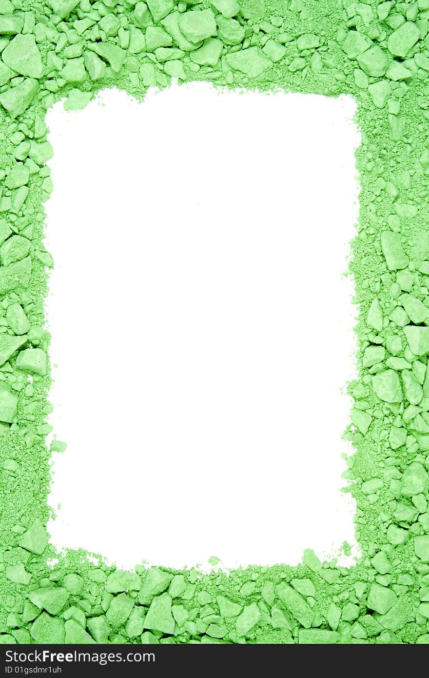 Original horizontal rectangle frame from crushed green chalk. Original horizontal rectangle frame from crushed green chalk