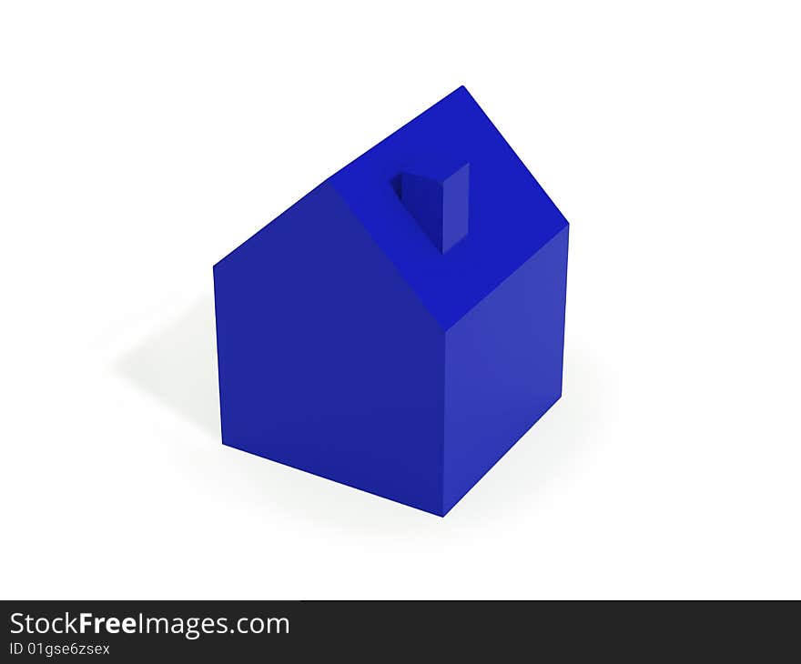 Blue house isolated on white background