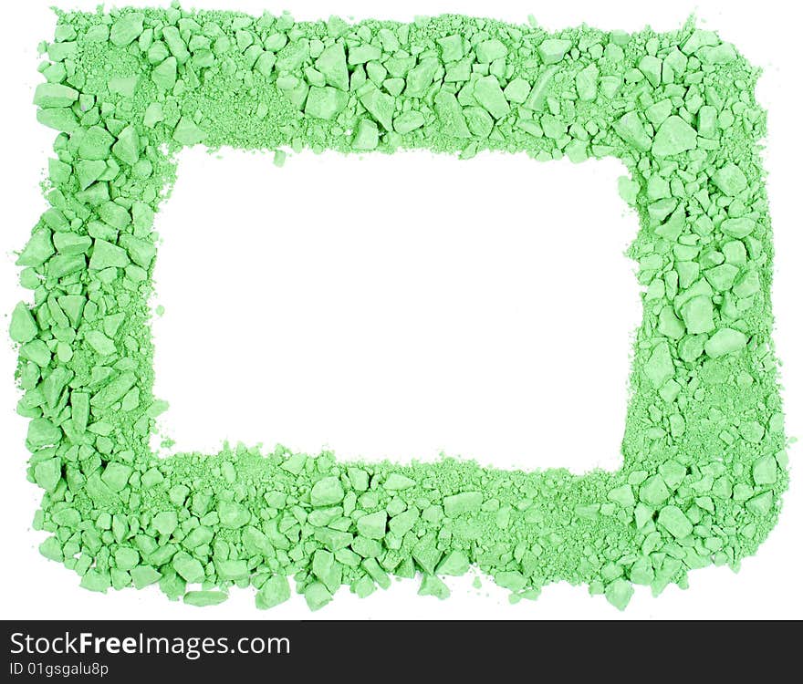 Original horizontal rectangle frame from crushed green chalk. Original horizontal rectangle frame from crushed green chalk