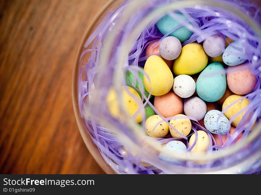 Easter eggs in a teapot. Easter eggs in a teapot