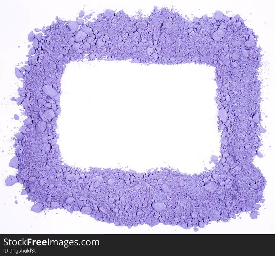 Original horizontal rectangle frame from crushed purple chalk. Original horizontal rectangle frame from crushed purple chalk