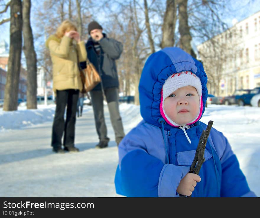 Small child to walk in winter time