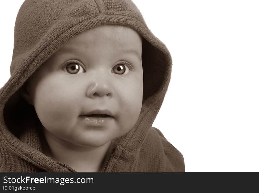 Beautiful portrait Of a baby Girl On white