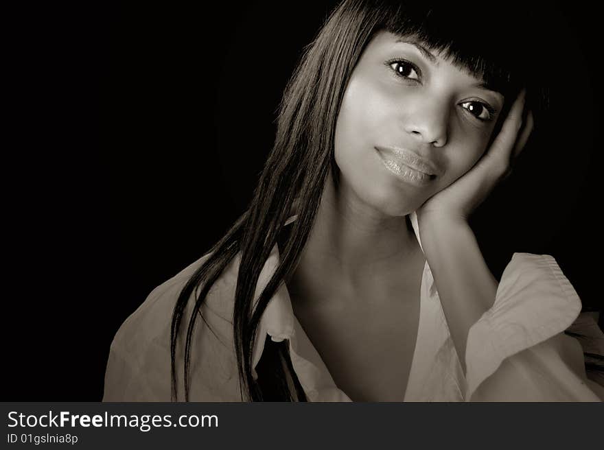 Very Beautiful Portrait of a Afro American Woman. Very Beautiful Portrait of a Afro American Woman