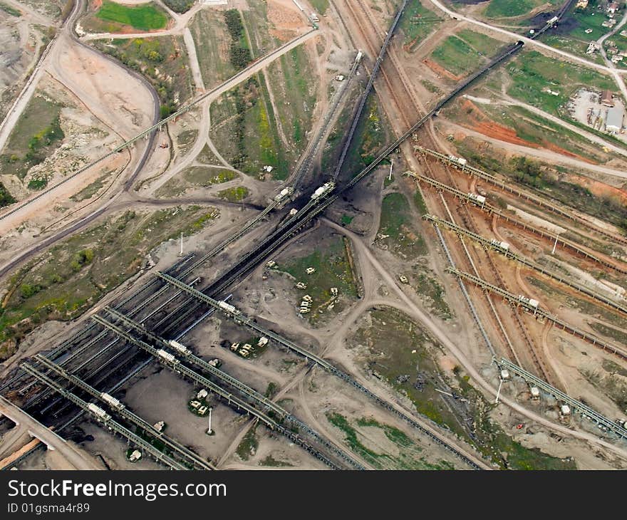 Coal transfer lines, aerial view