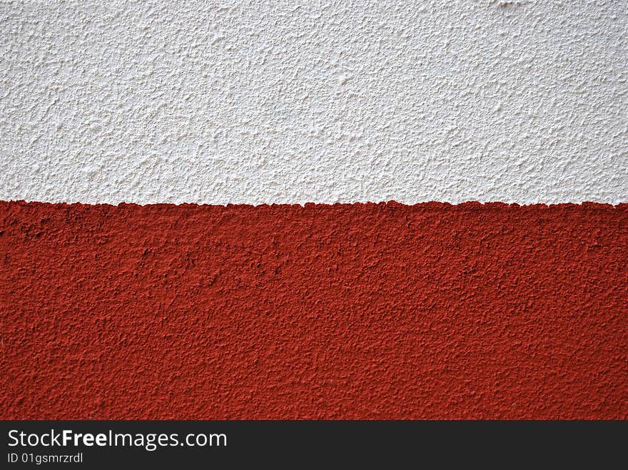 Painted canvas, red and white colors on rough surface. Painted canvas, red and white colors on rough surface