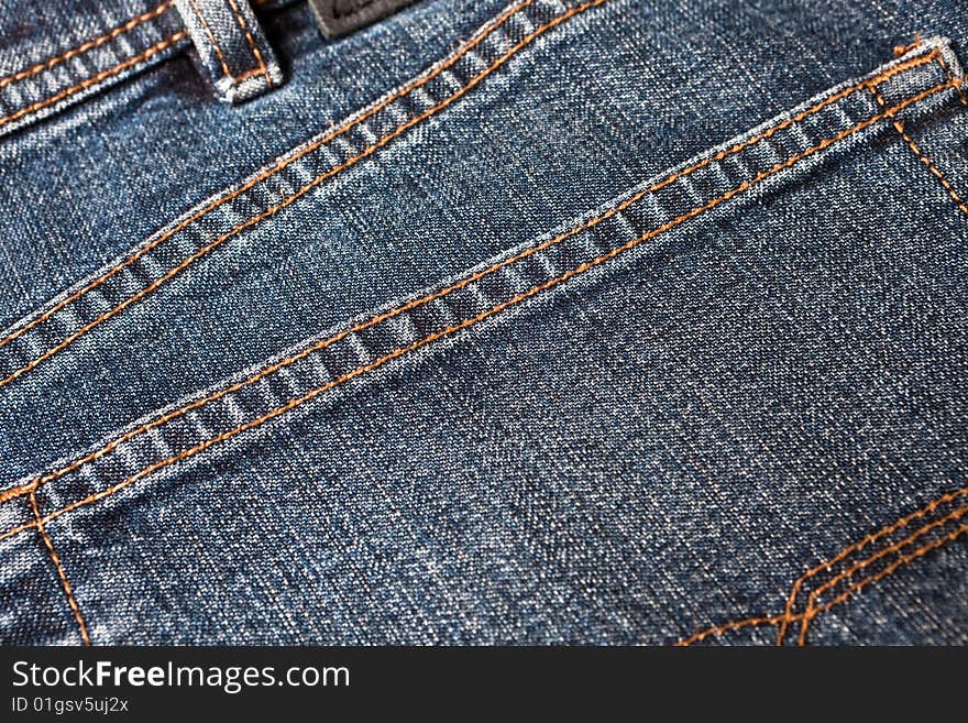 Blue denim jeans pocket