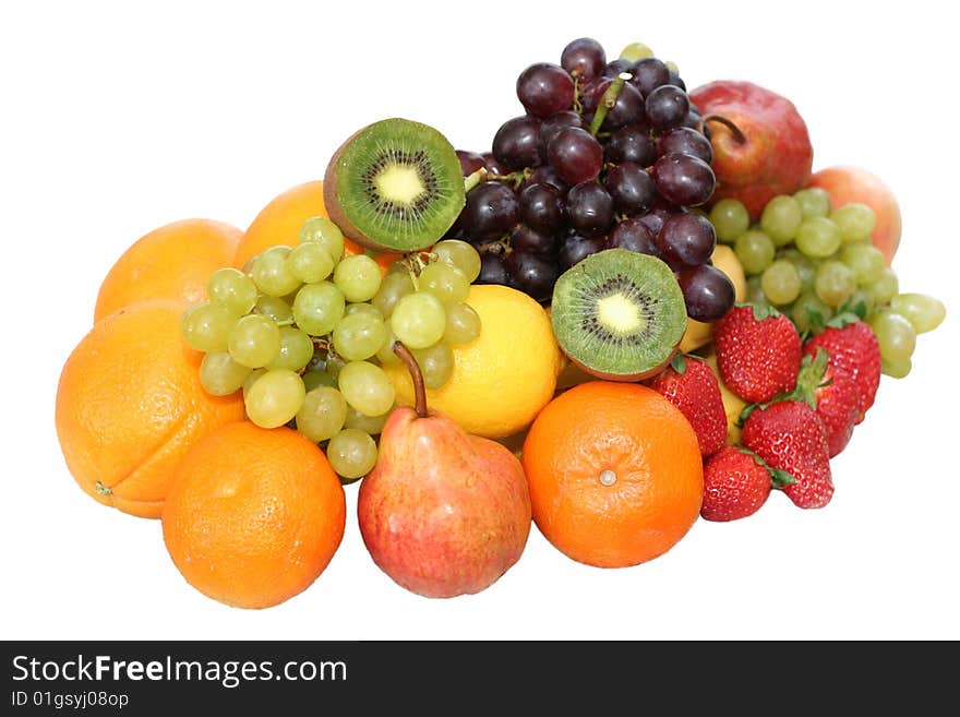 Assortment of the fruits over white background. Assortment of the fruits over white background