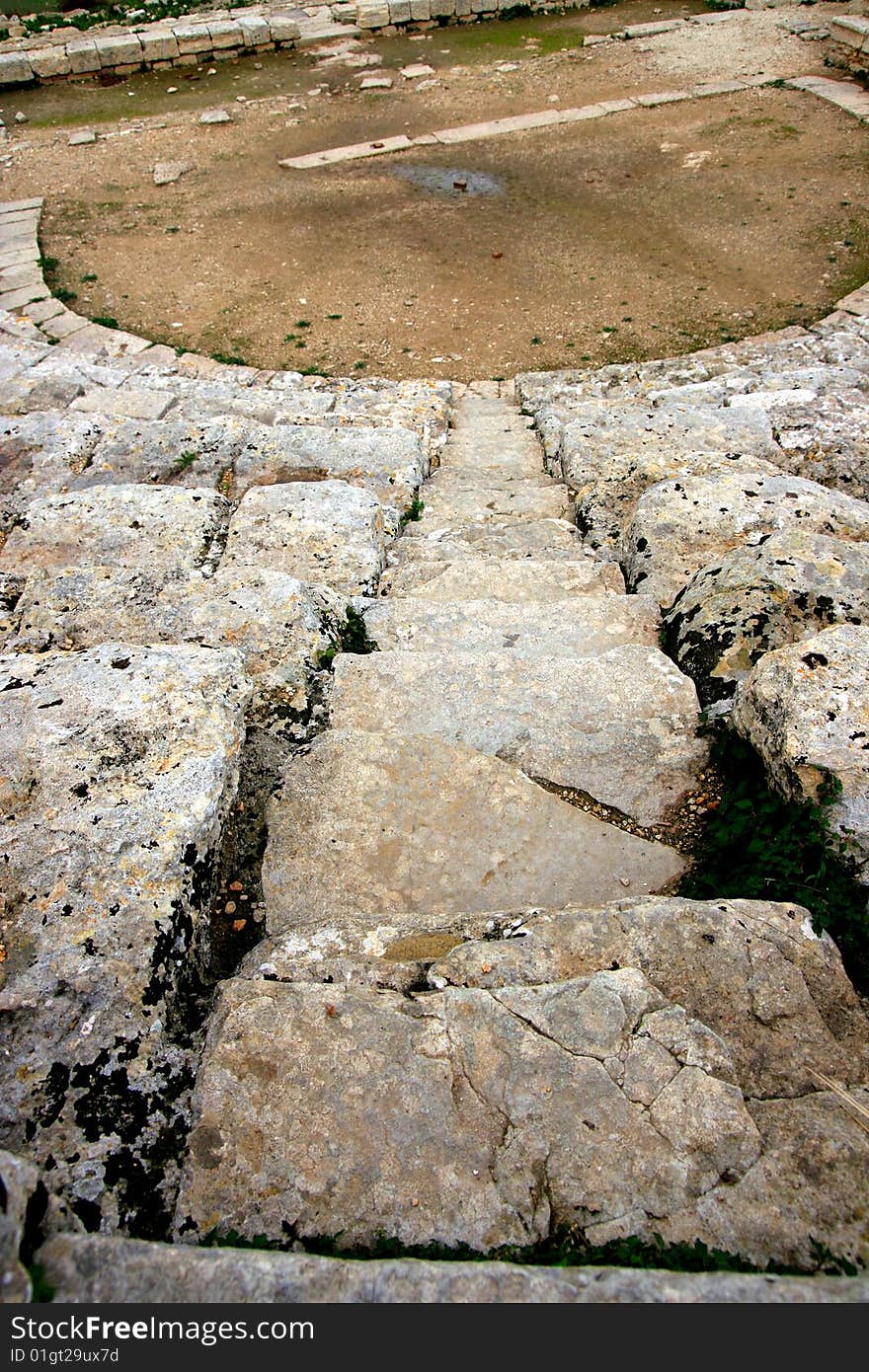 Greek theater marble stairs & scene