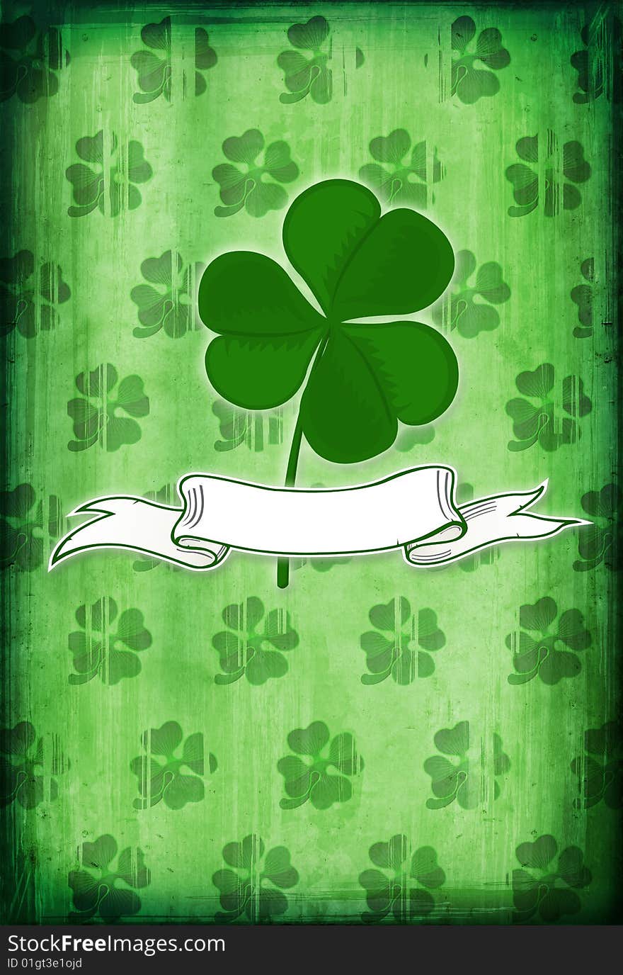 Grunge background with clover and blank for St. Patrick's Day