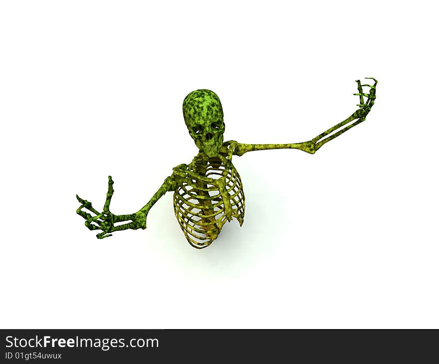 Skeleton coming out of the ground for Halloween or medical concepts. Skeleton coming out of the ground for Halloween or medical concepts.