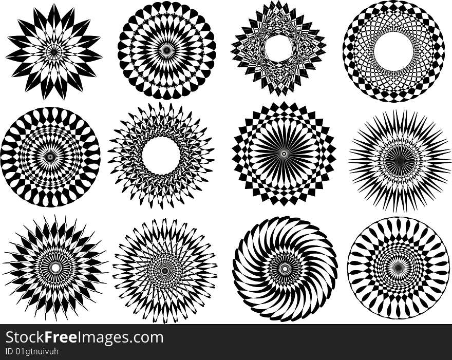 A set of 12 floral designs. A set of 12 floral designs