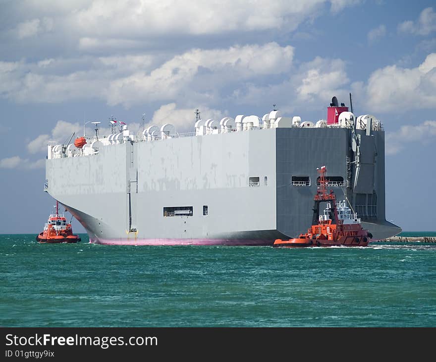 Huge ship at a port