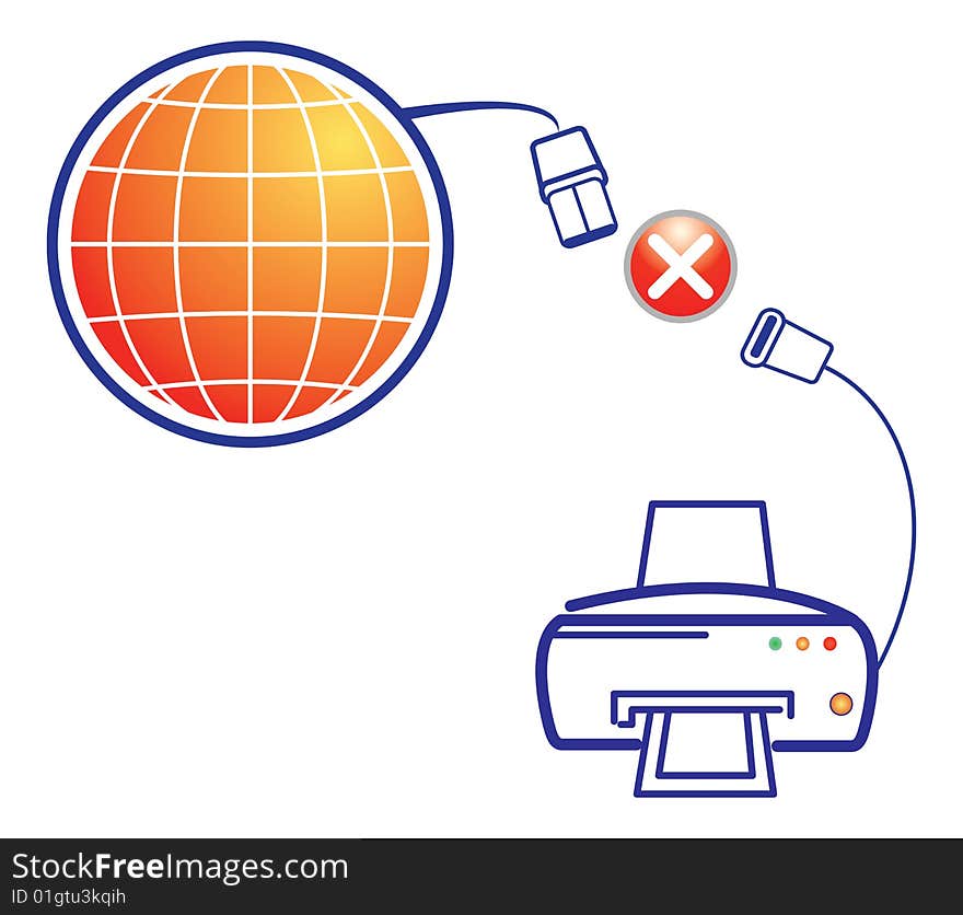 Illustration of disconnected network printer