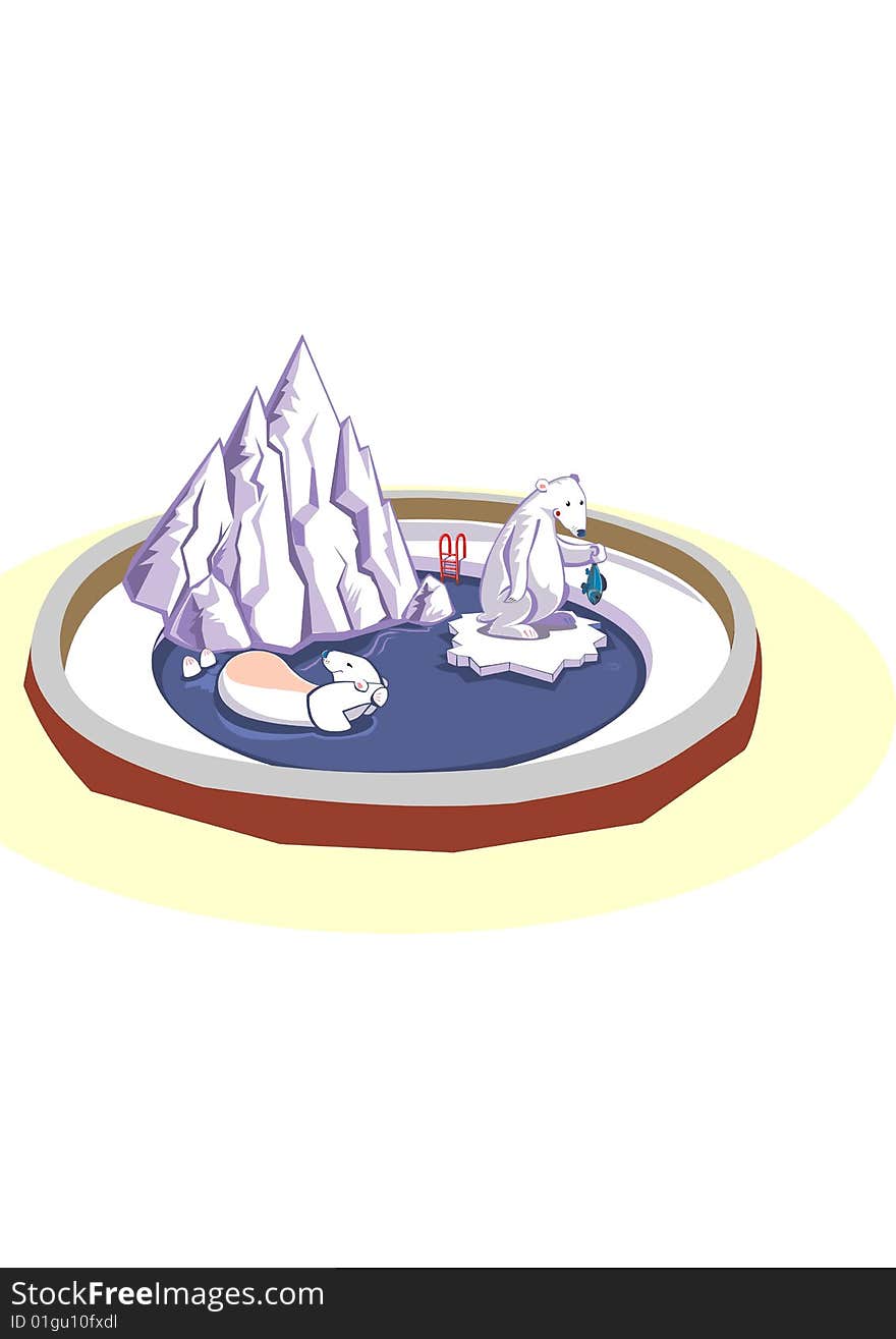 Round swimming pool for polar bears