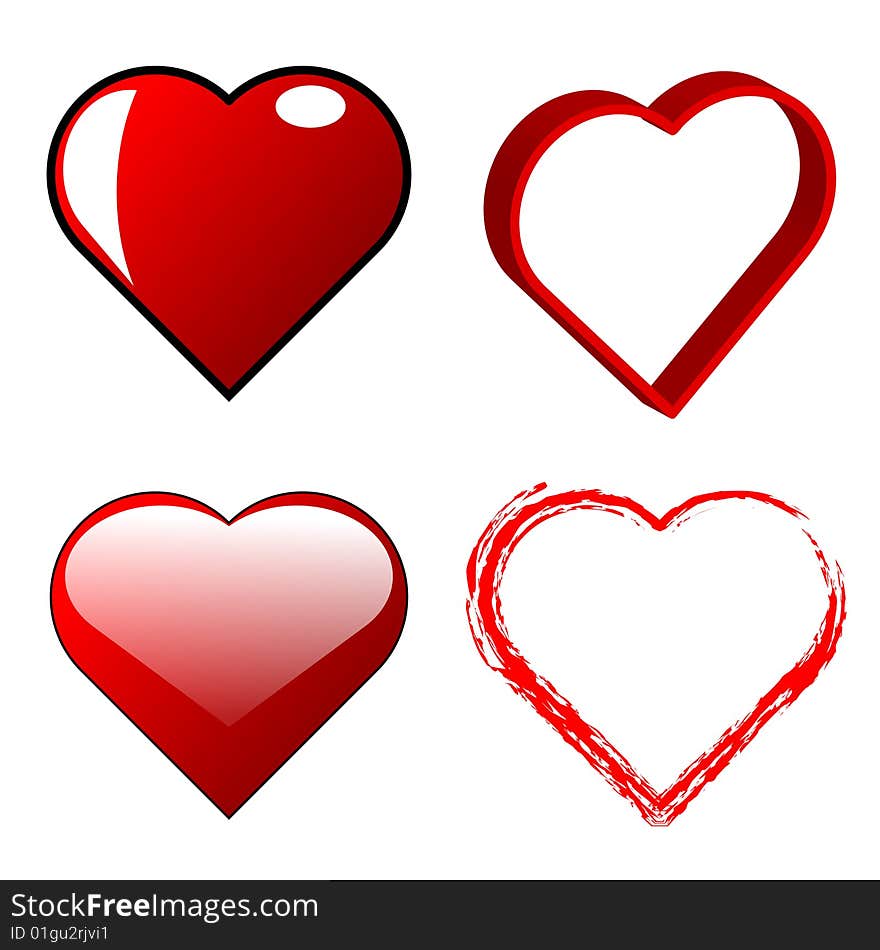 Set of different style heart shapes. Set of different style heart shapes