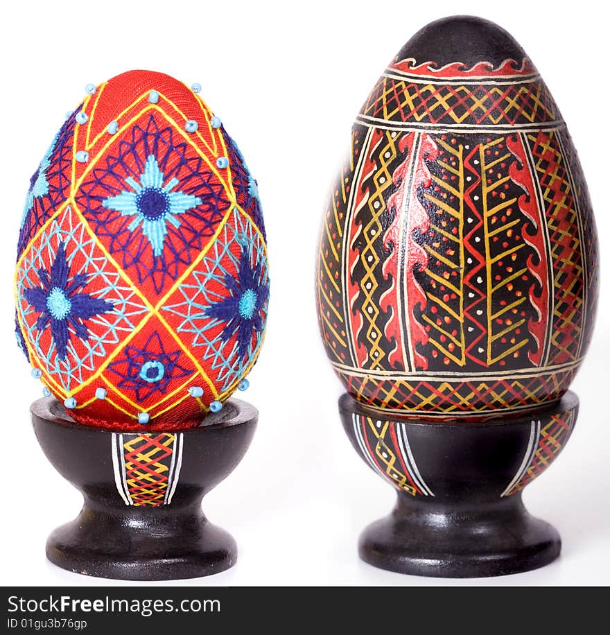 Easter eggs decoration on tze white background