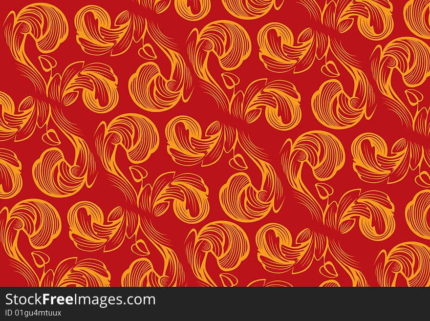 Red background with gold, vector illustration