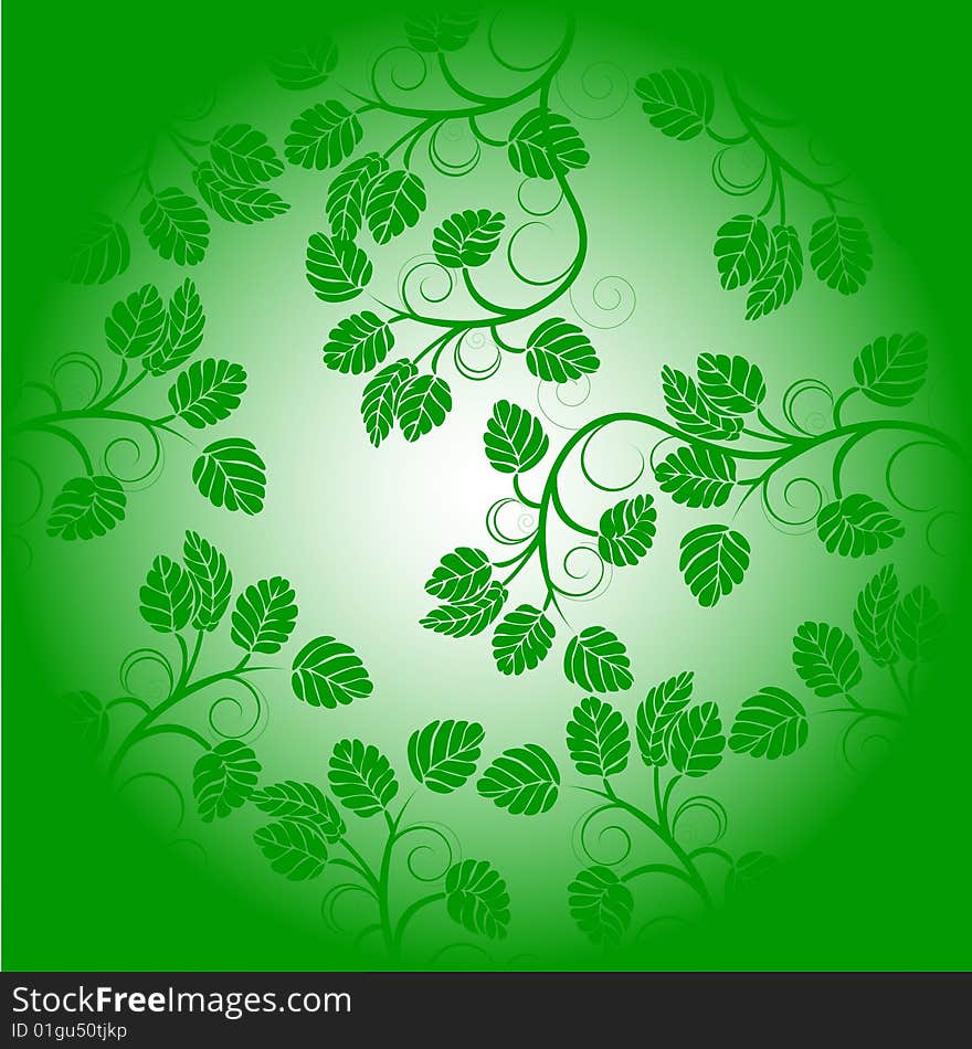 Green floral background, vector illustration