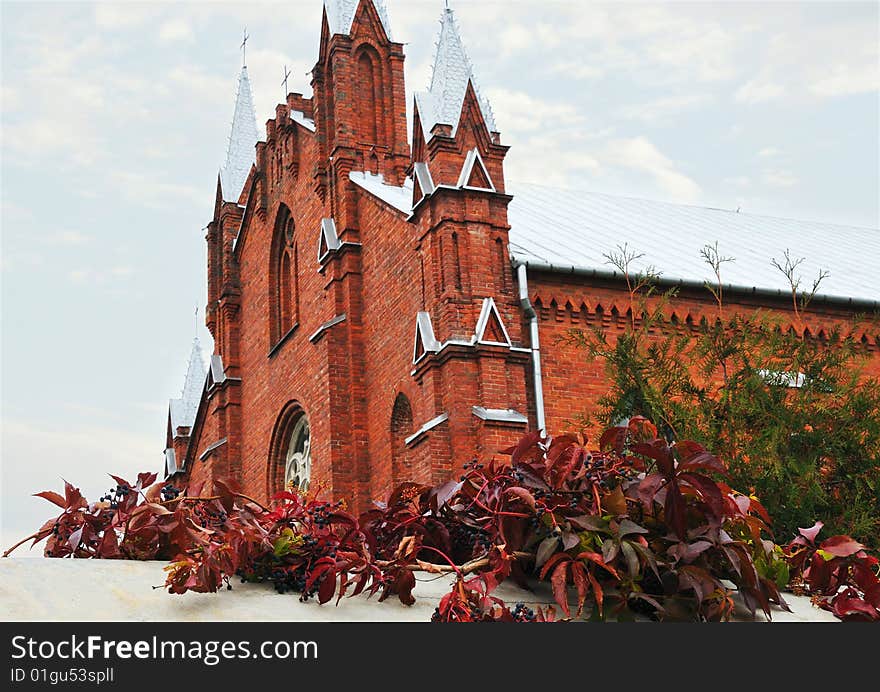 View of red catolic castle