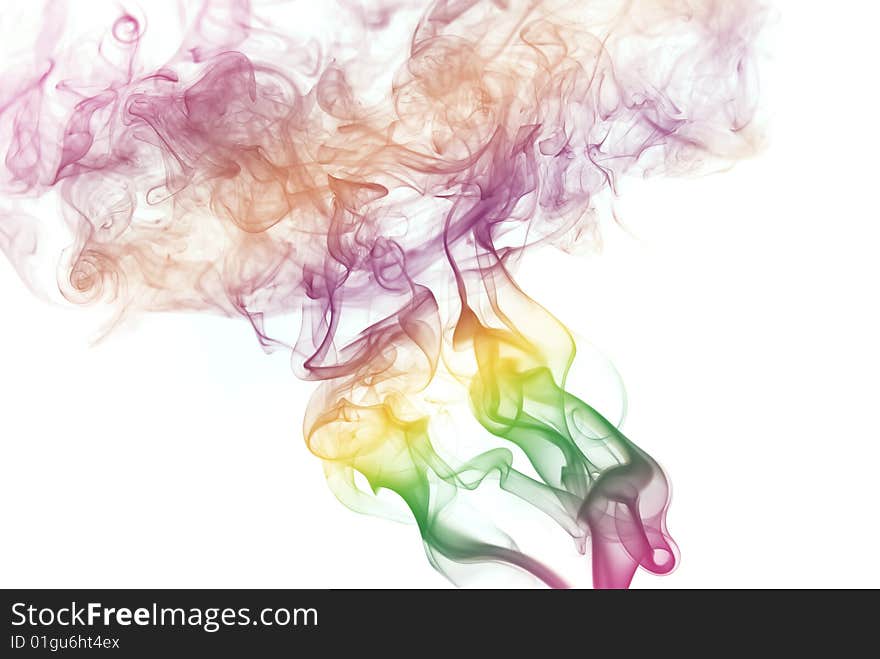 Colorful Pillar of smoke isolated at white background. Colorful Pillar of smoke isolated at white background