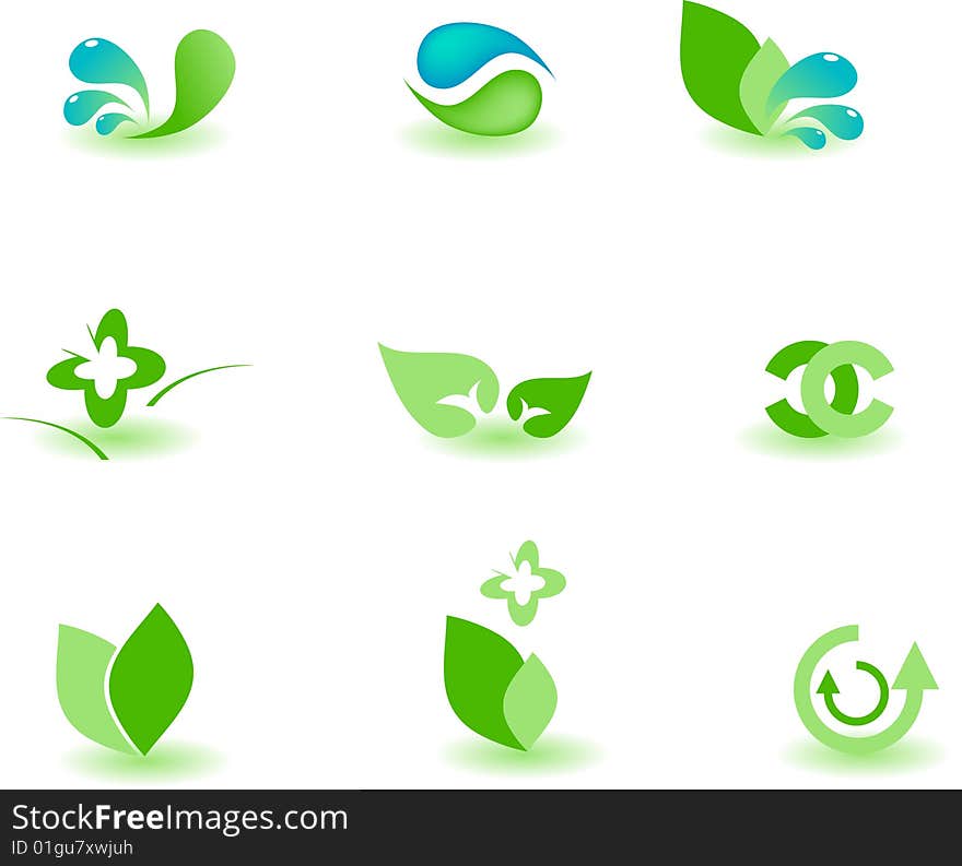 Set of vector symbols on nature