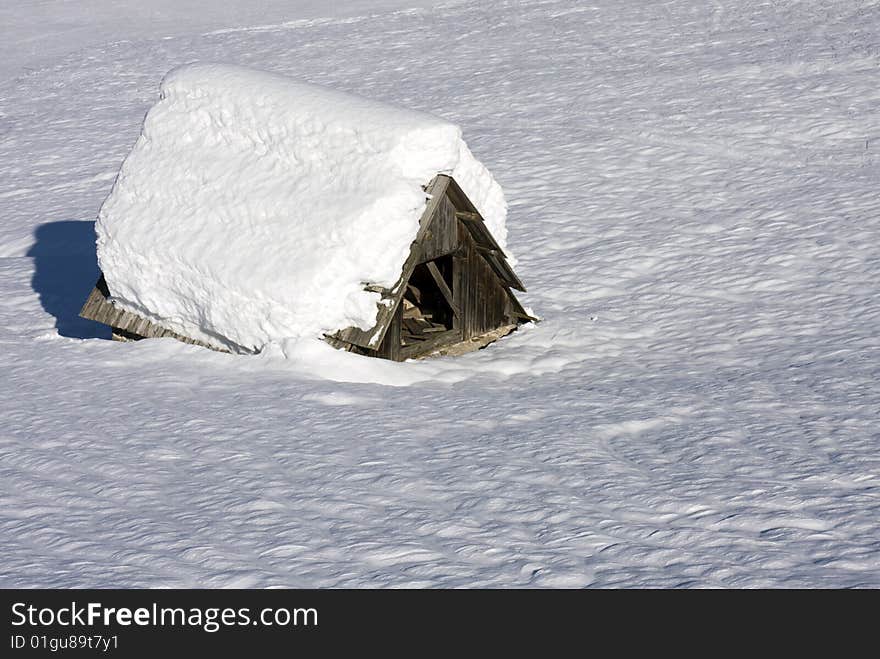 Hut in winter