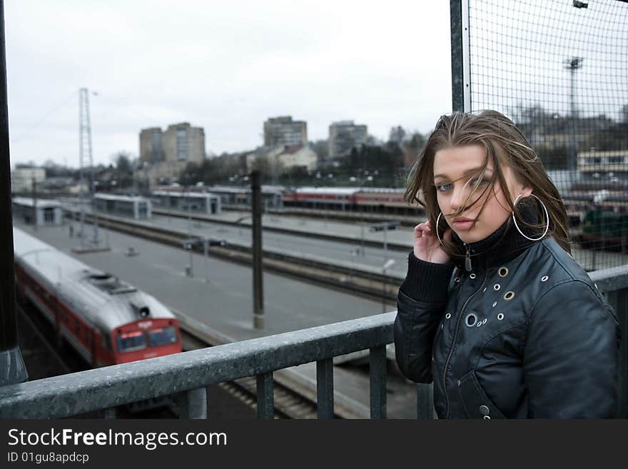 Young woman on station