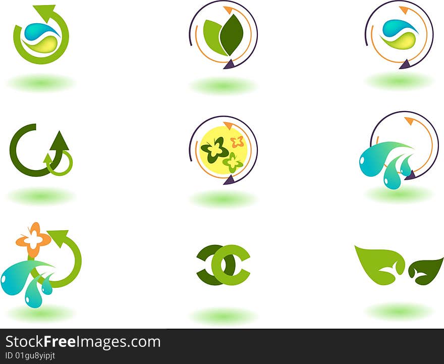 Set of vector symbols on nature