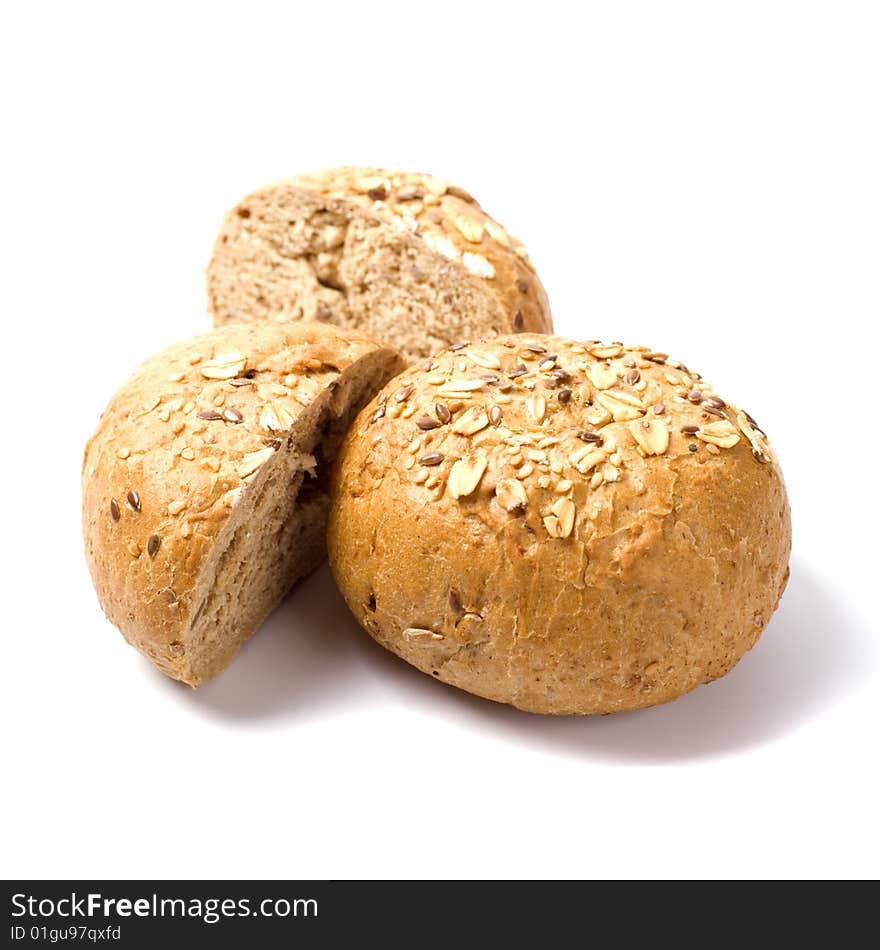 Some bread on white background