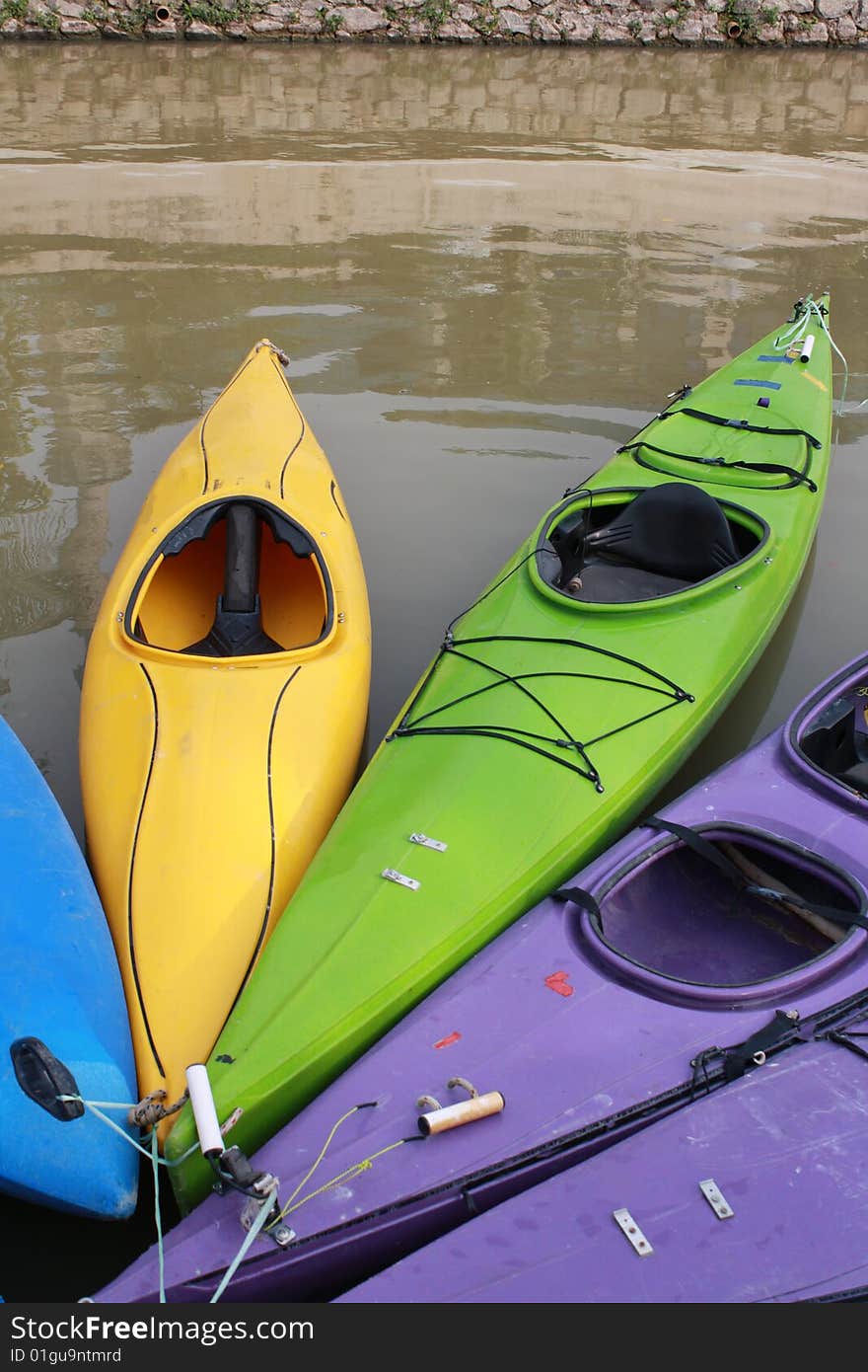 Kayaks on the riverside