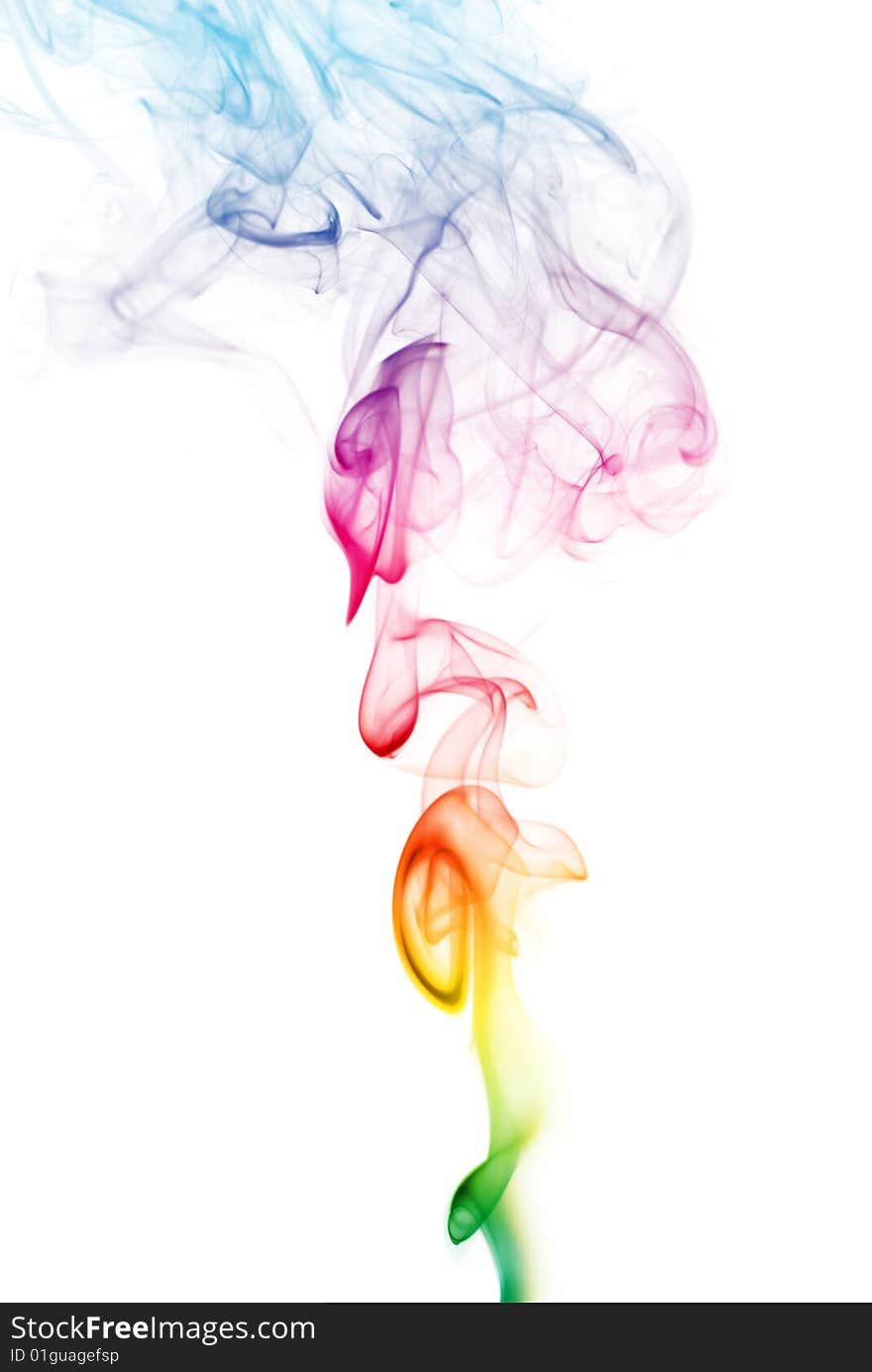 Colorful Rainbow Smoke isolated on white.