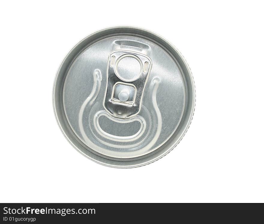 A drink can from above isolated on white background