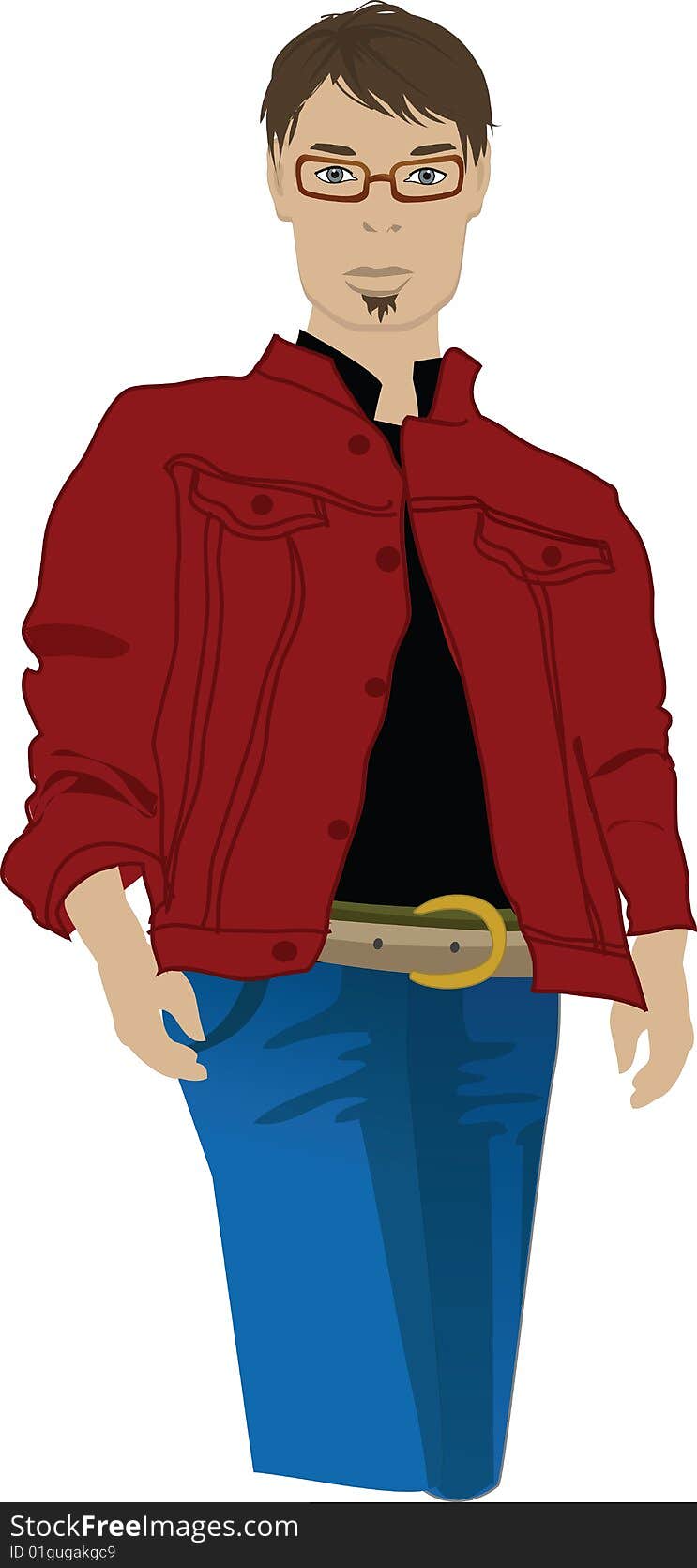 Illustration with red jeans man