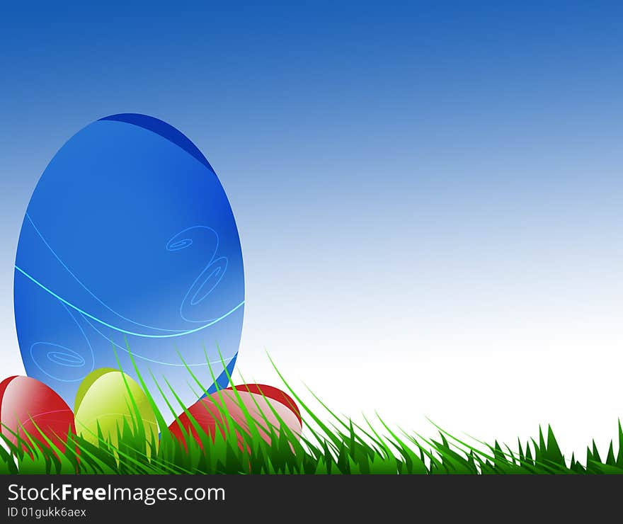 Easter background with blur grass