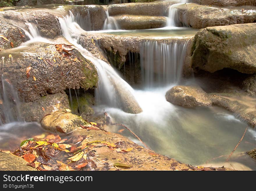 Waterfall in  national park, Kanjanaburi, Thailand. Waterfall in  national park, Kanjanaburi, Thailand.