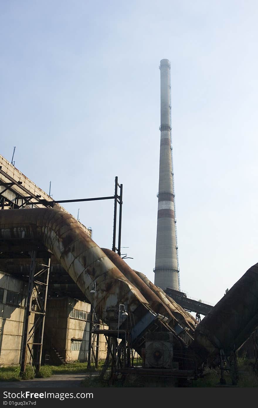 Pipe and flues, by force giving smoke in pipe. heat power station