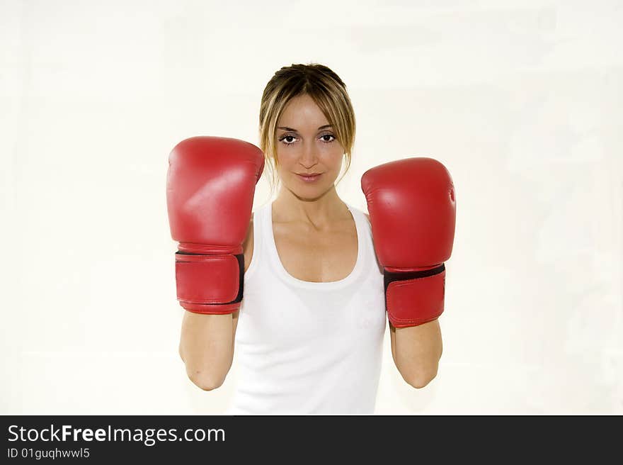 Kickboxer woman training