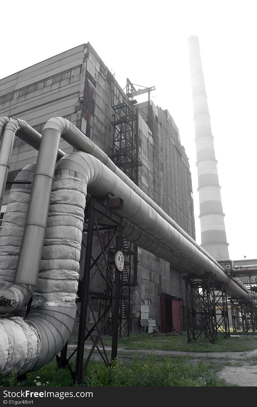 Pipe and flues, by force giving smoke in pipe. heat power station