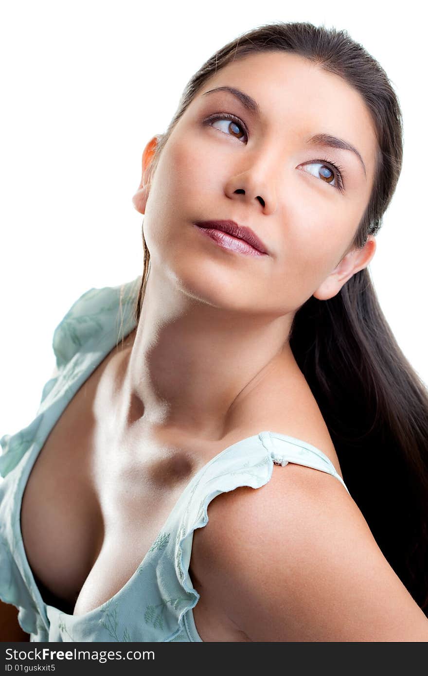 Close-up portrait of sensual young woman with beautiful brown eyes. Close-up portrait of sensual young woman with beautiful brown eyes