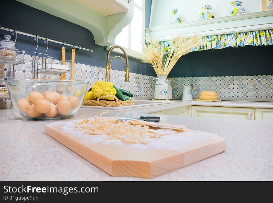 Fragment of a kitchen with food ingredients