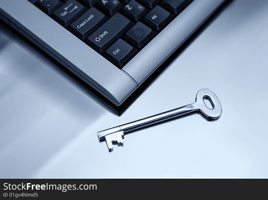 Computer keyboard and key.Close-up