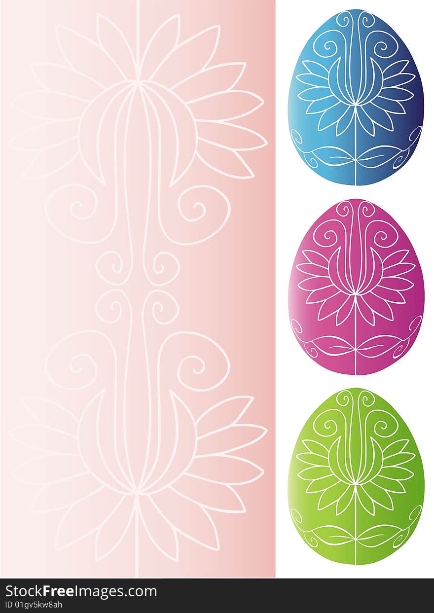 Pink easter banner with colorful eggs. Pink easter banner with colorful eggs