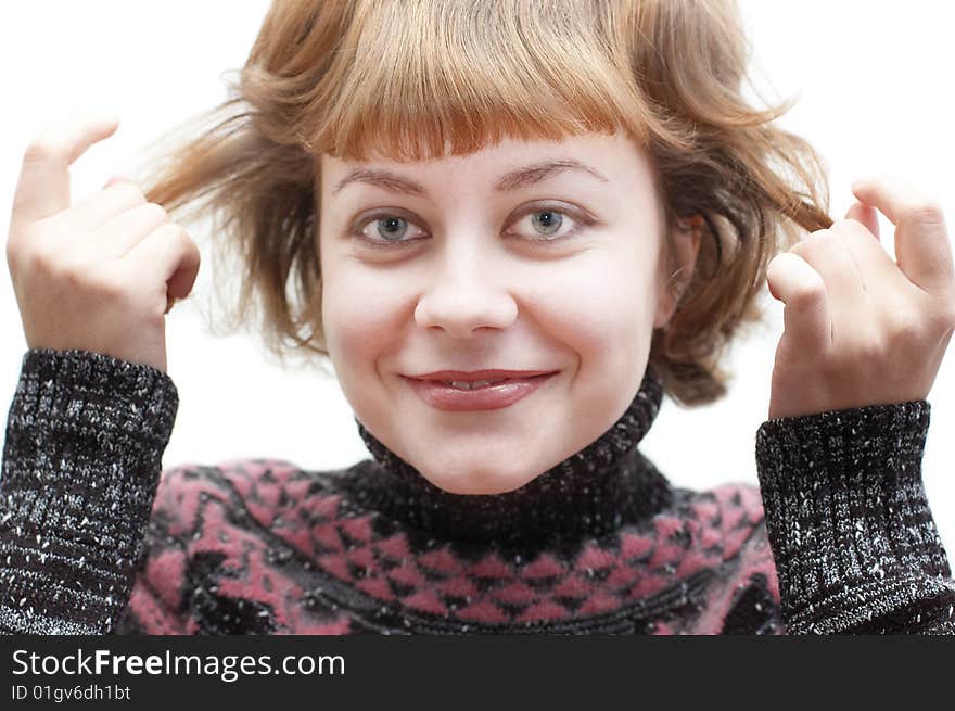 Portrait of funny young smiling woman. Portrait of funny young smiling woman