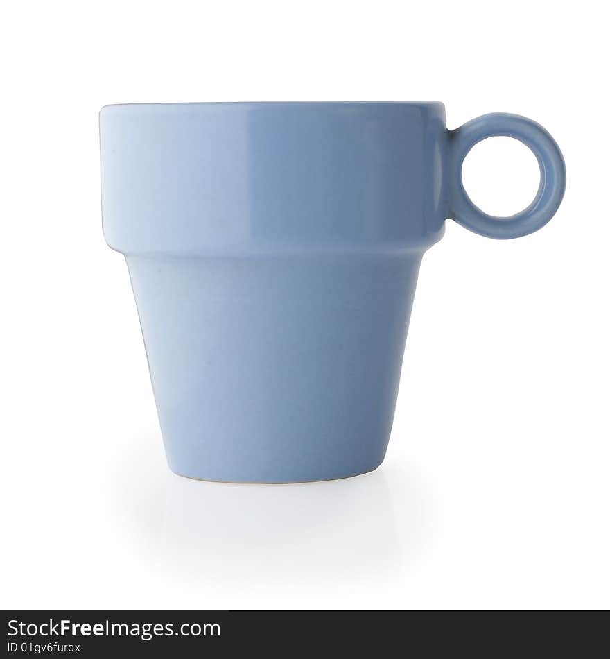 Blue cup isolated on white background