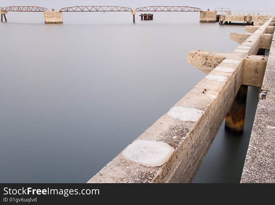 Detail of a empty pier near Lisbon, Portugal