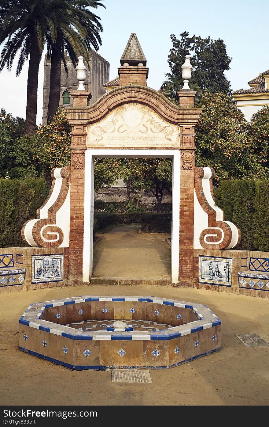 Square in the gardens of murillo in Seville