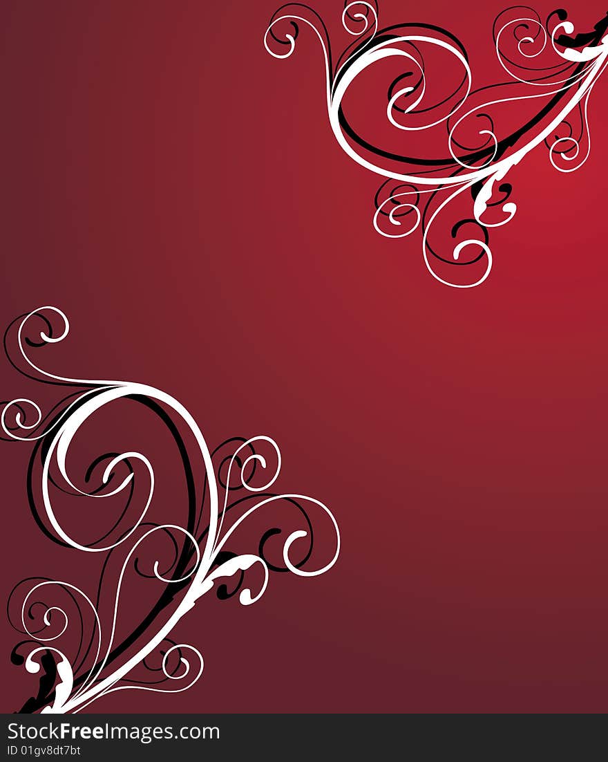 Floral pattern on red background (vector). Floral pattern on red background (vector)