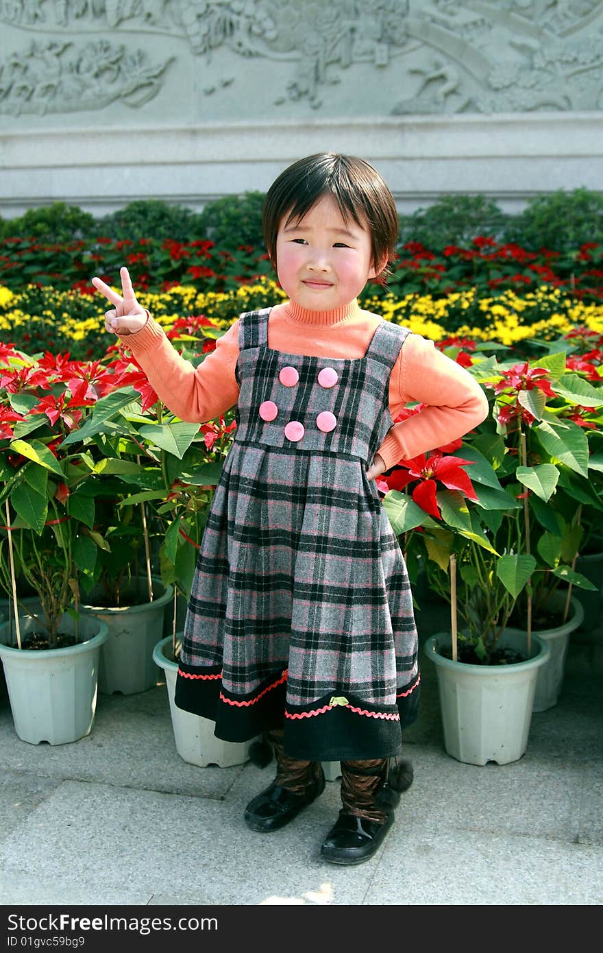 Chinese little child in the jieyang park